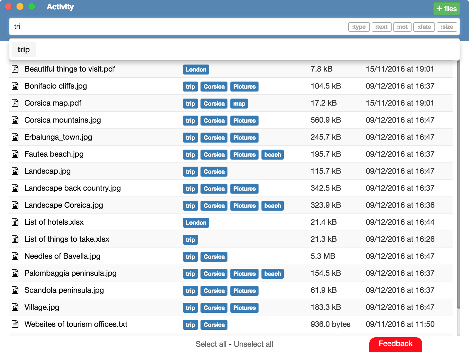 Example for searching files with TagFlow