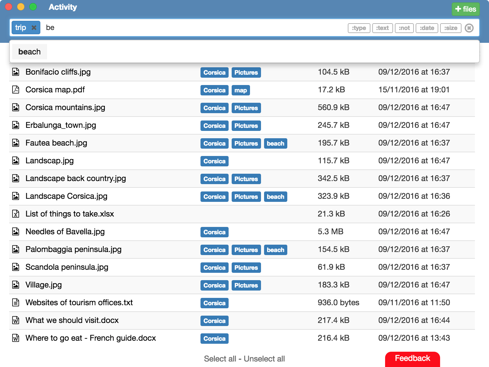 Example for searching files with TagFlow